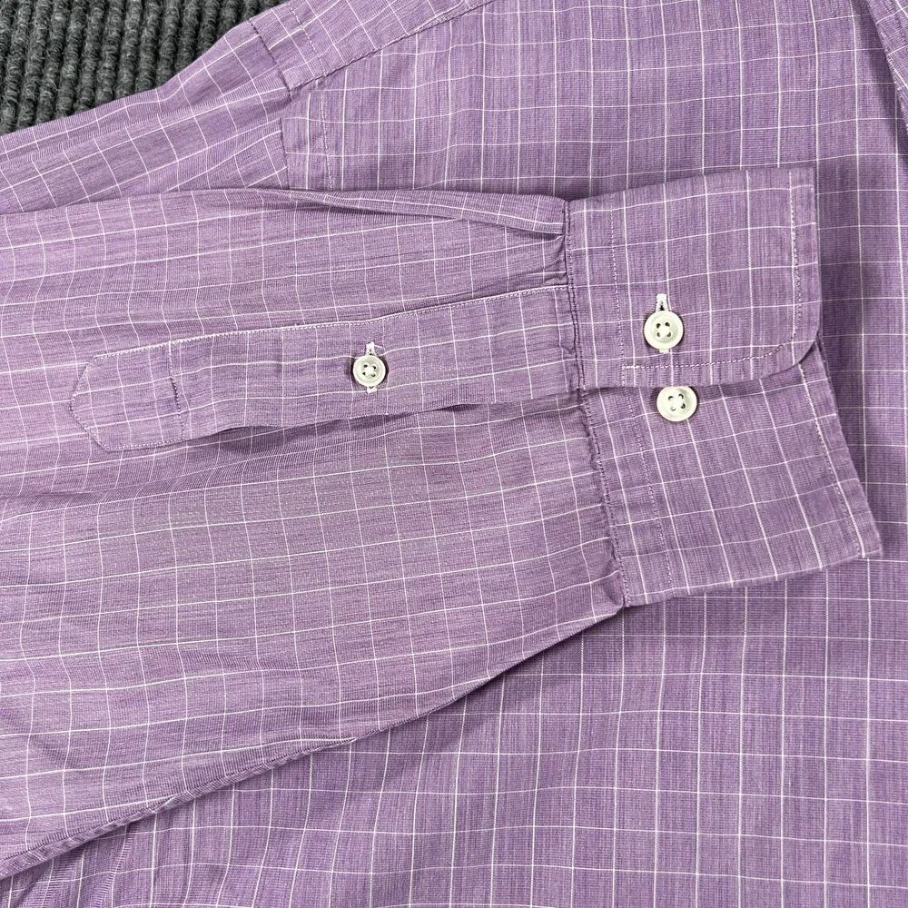 Polo Ralph Lauren Shirt Mens 17 Purple Check Long Sleeve Button Up Andrew Fit